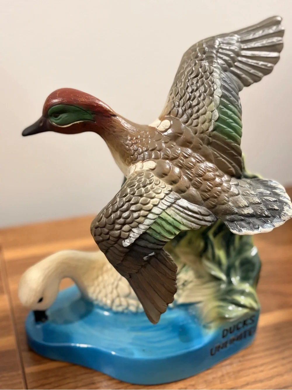 Ceramic Duck Decanter - Green and Blue Decorative Bird Bottle